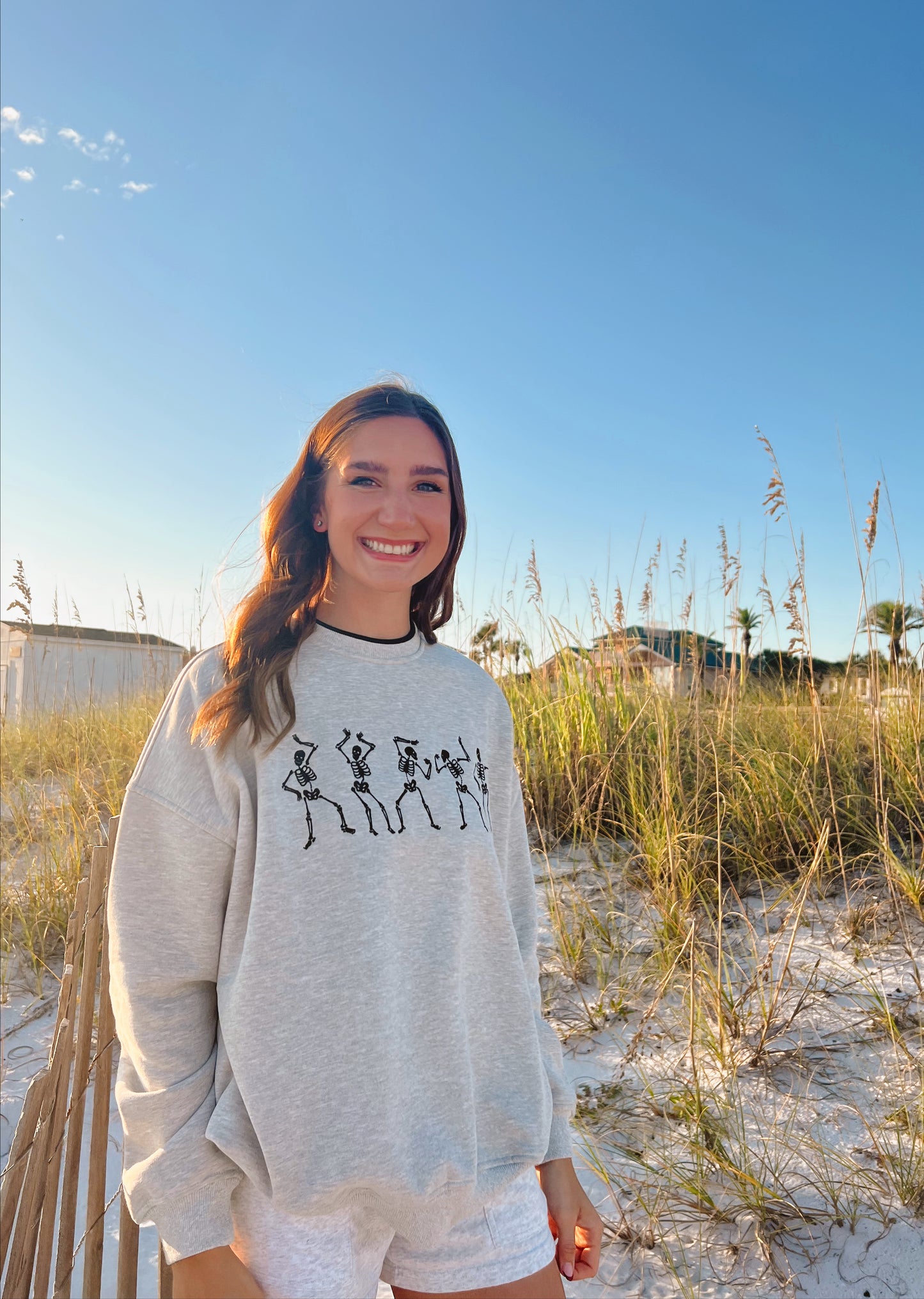 Grey Halloween Skeleton Sweatshirt